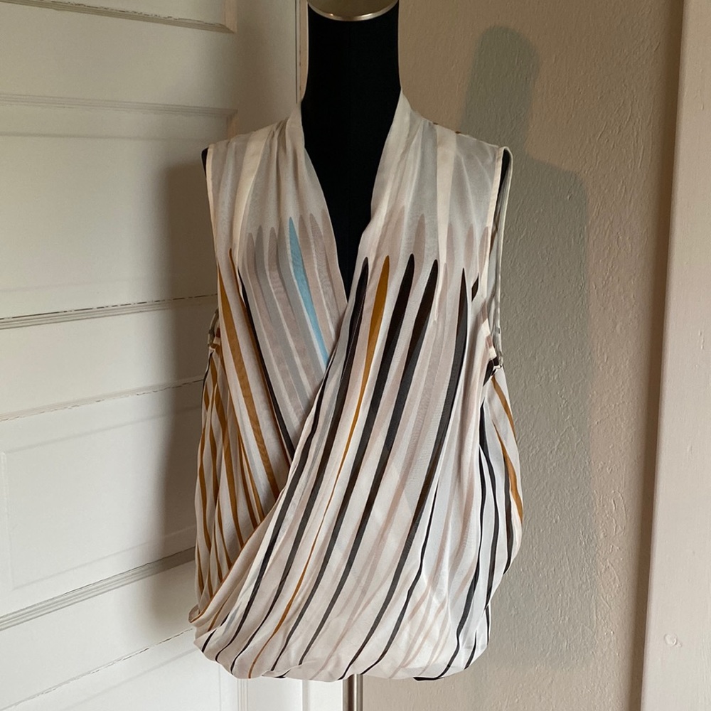 Dianne Von Furstenberg Multi Stripe Silk Blouse/Camisole